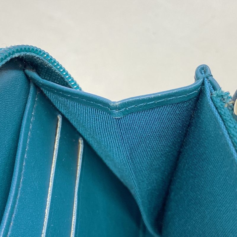 Chanel Long Wallet Patent Leather Blue Silver Hardware Women