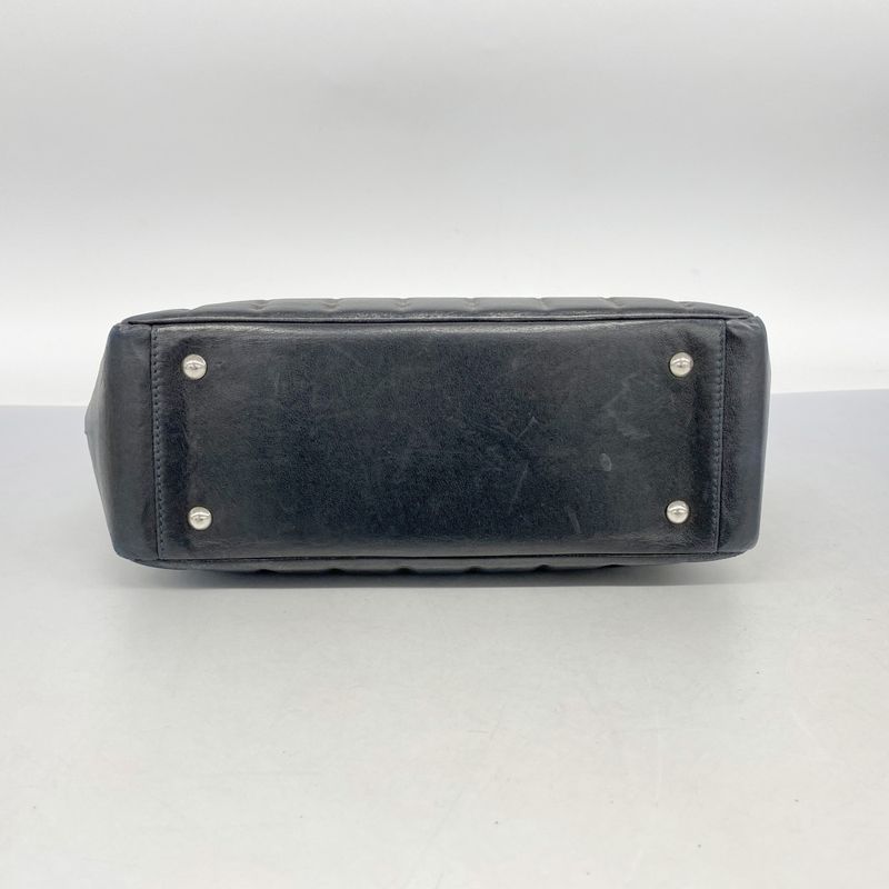 Chanel Handbag Choco Bar Lambskin Black Silver Hardware Women