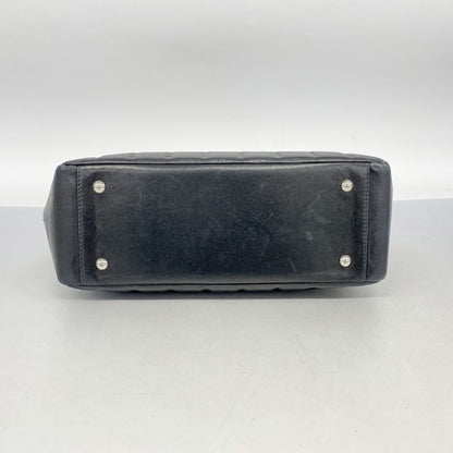 Chanel Handbag Choco Bar Lambskin Black Silver Hardware Women