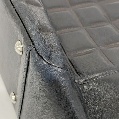 Chanel Handbag Choco Bar Lambskin Black Silver Hardware Women