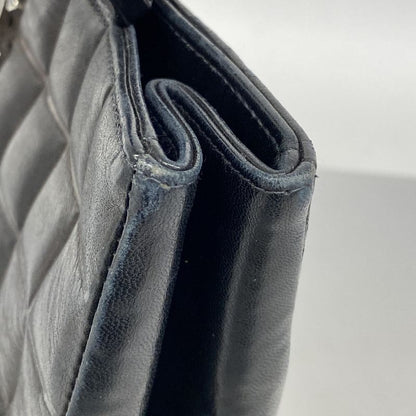 Chanel Handbag Choco Bar Lambskin Black Silver Hardware Women