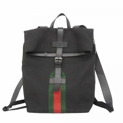 Gucci Backpack Daypack Sherry Line 619749 Nylon Black Silver Hardware Women