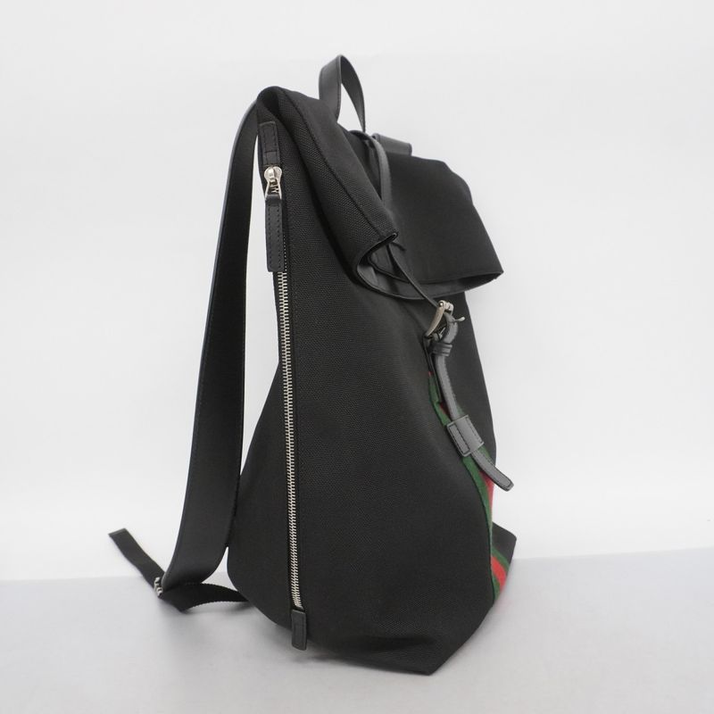 Gucci Backpack Daypack Sherry Line 619749 Nylon Black Silver Hardware Women