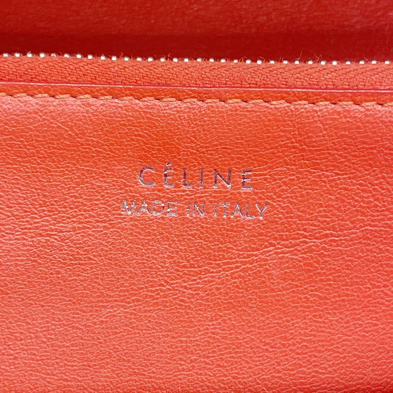 Celine Long Wallet Leather Beige Silver Hardware Women