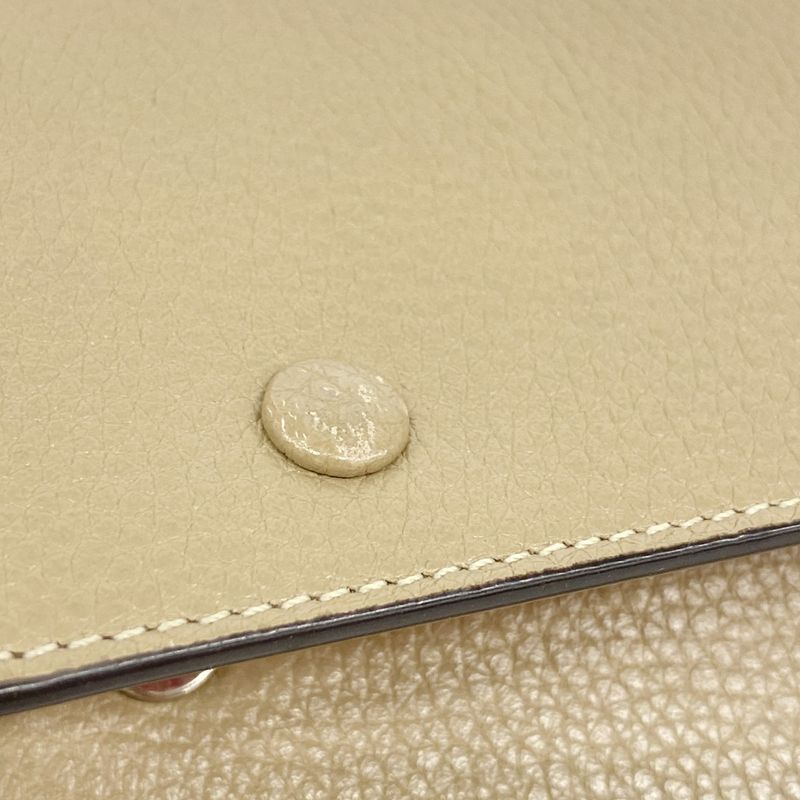 Celine Long Wallet Leather Beige Silver Hardware Women