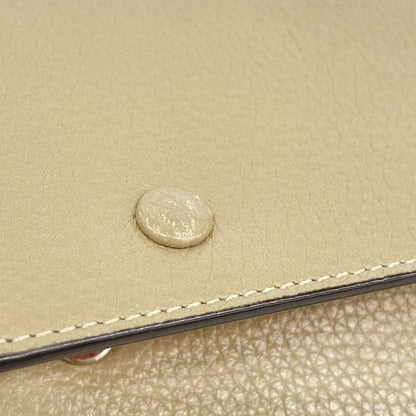 Celine Long Wallet Leather Beige Silver Hardware Women