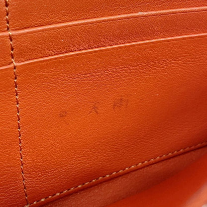 Celine Long Wallet Leather Beige Silver Hardware Women