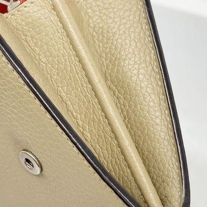 Celine Long Wallet Leather Beige Silver Hardware Women