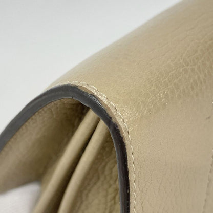 Celine Long Wallet Leather Beige Silver Hardware Women