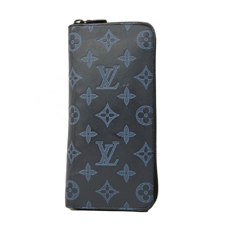 Louis Vuitton Long Wallet Monogram Shadow Zippy Wallet Vertical M80423 Navy
