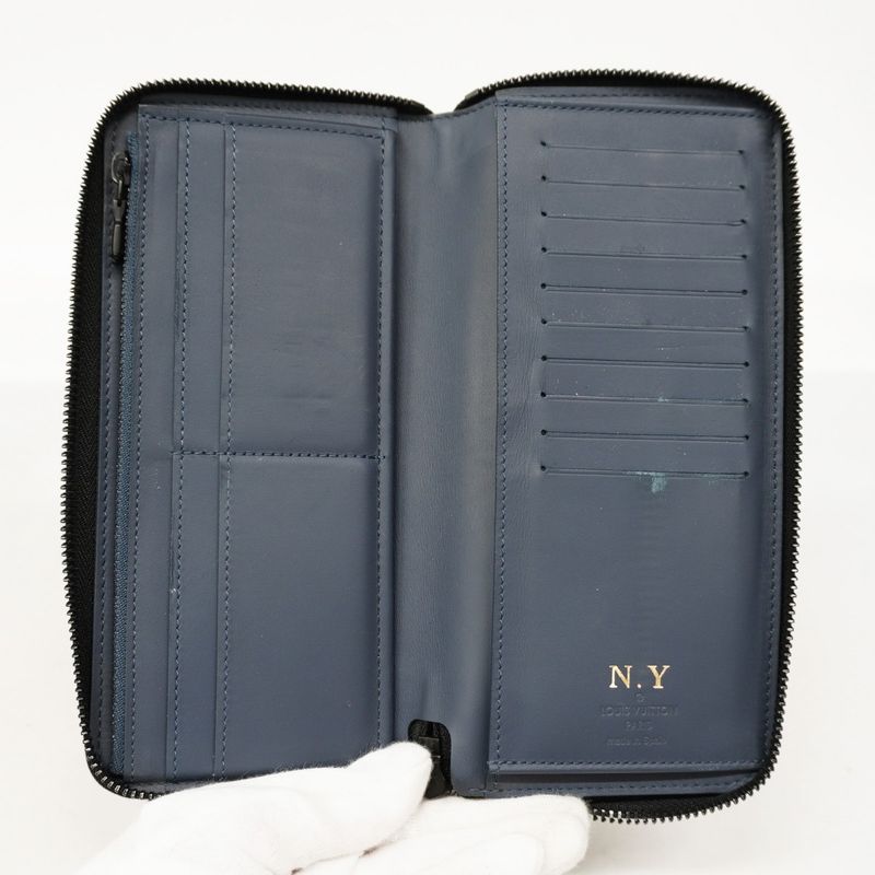 Louis Vuitton Long Wallet Monogram Shadow Zippy Wallet Vertical M80423 Navy