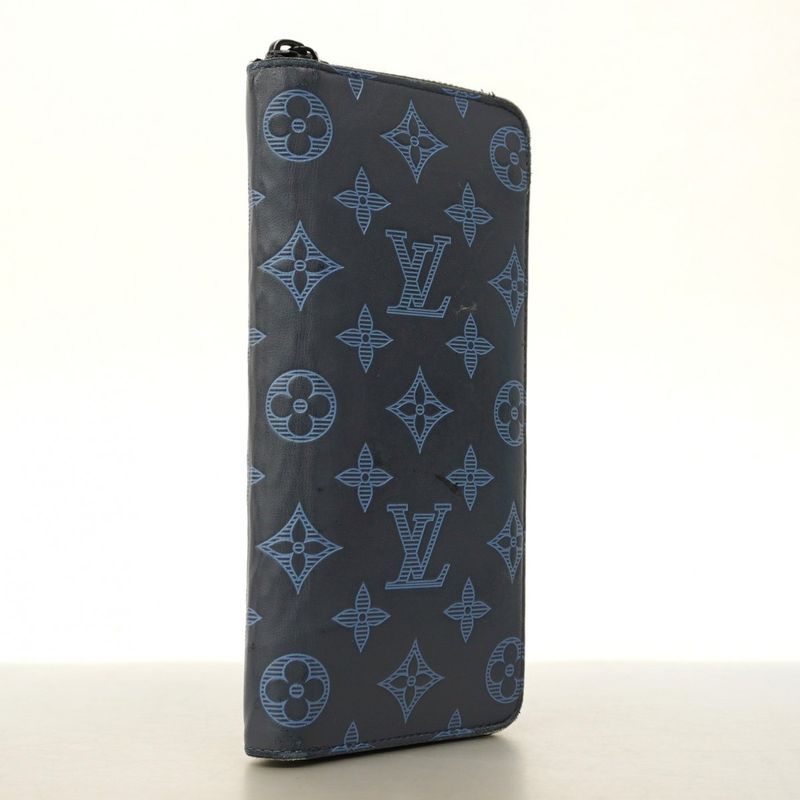 Louis Vuitton Long Wallet Monogram Shadow Zippy Wallet Vertical M80423 Navy