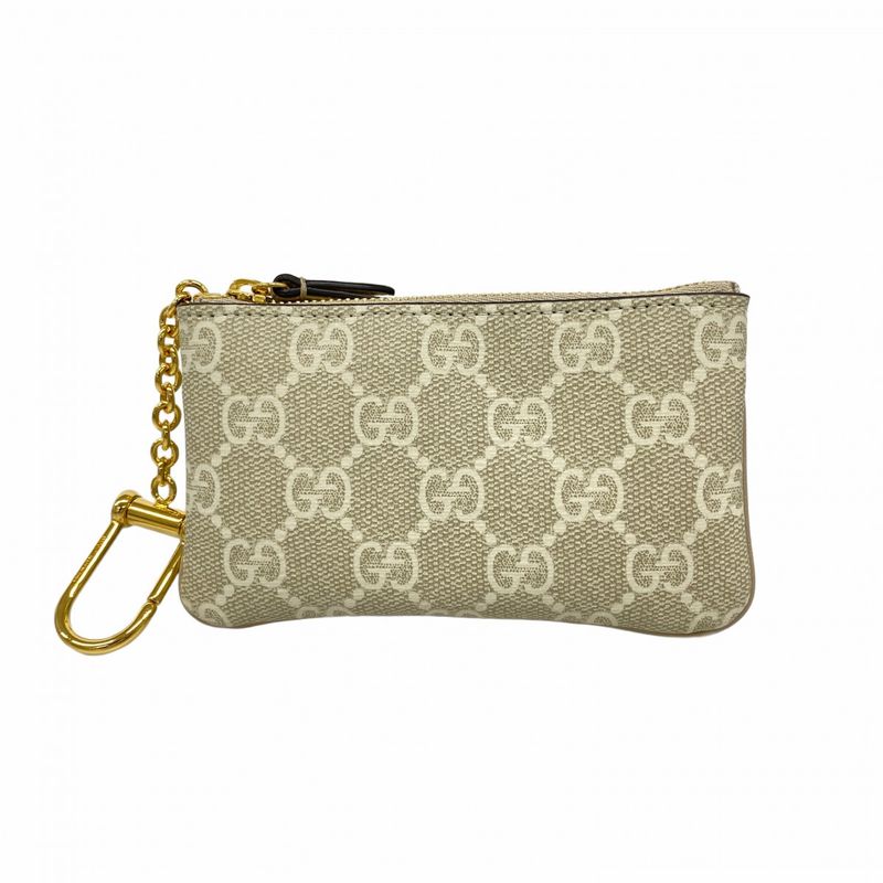 Gucci Coin Case GG Supreme 772321 PVC Ivory Gold Hardware Men Women Unisex