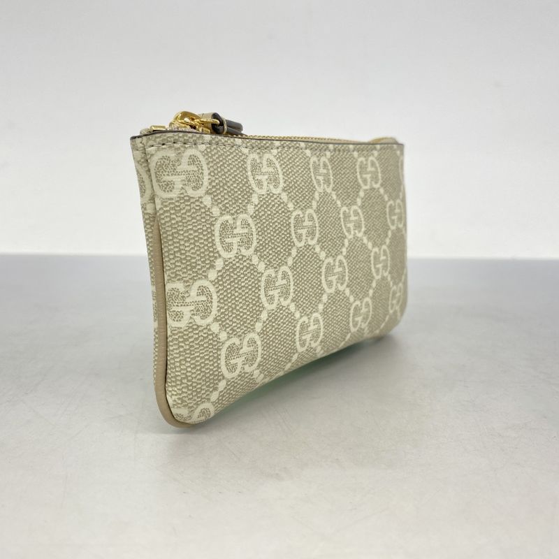 Gucci Coin Case GG Supreme 772321 PVC Ivory Gold Hardware Men Women Unisex