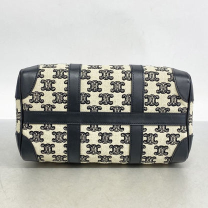 Celine Handbag Triomphe Canvas Navy White Gold Hardware 2way Bag Ladies