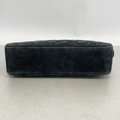 Chanel Shoulder Bag Matelasse Suede Black Gold Hardware Women