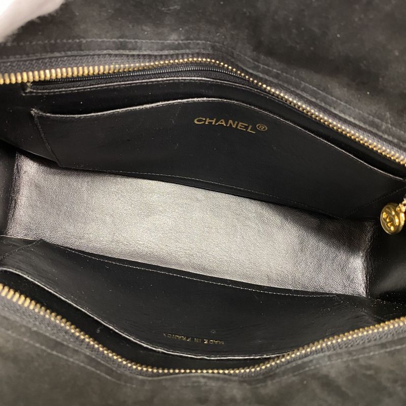 Chanel Shoulder Bag Matelasse Suede Black Gold Hardware Women