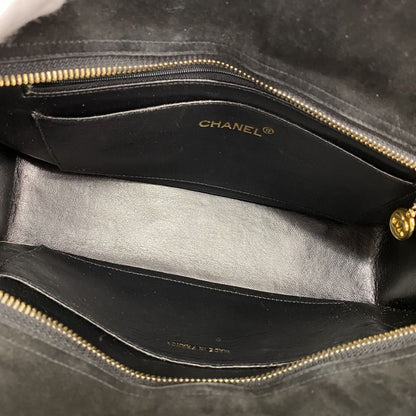Chanel Shoulder Bag Matelasse Suede Black Gold Hardware Women