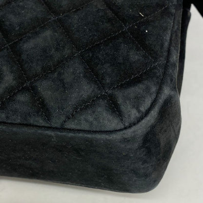 Chanel Shoulder Bag Matelasse Suede Black Gold Hardware Women