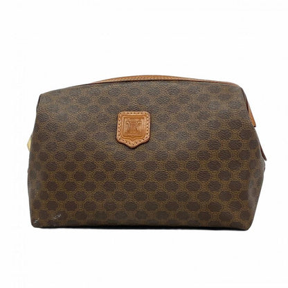 Celine Pouch Macadam PVC Brown Gold Hardware Women