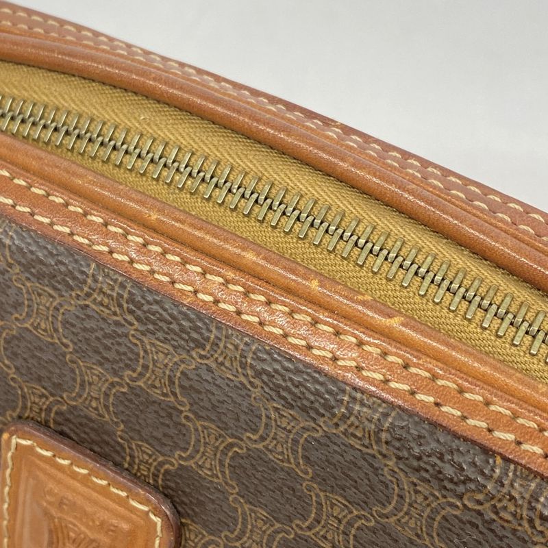 Celine Pouch Macadam PVC Brown Gold Hardware Women