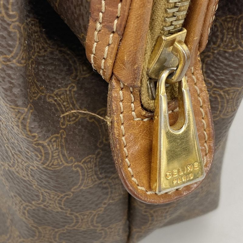 Celine Pouch Macadam PVC Brown Gold Hardware Women