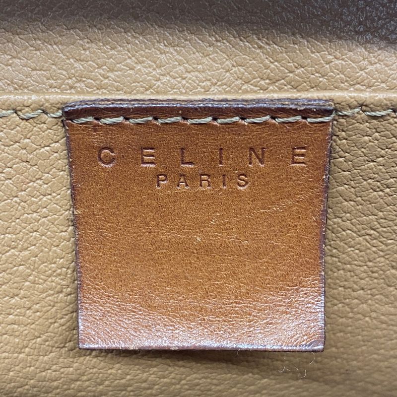 Celine Pouch Macadam PVC Brown Gold Hardware Women