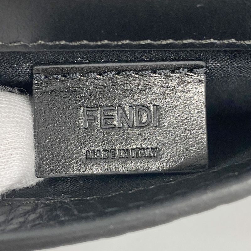 Fendi Pochette Micro Flat Bucket Leather Black Silver Hardware Men Women Unisex