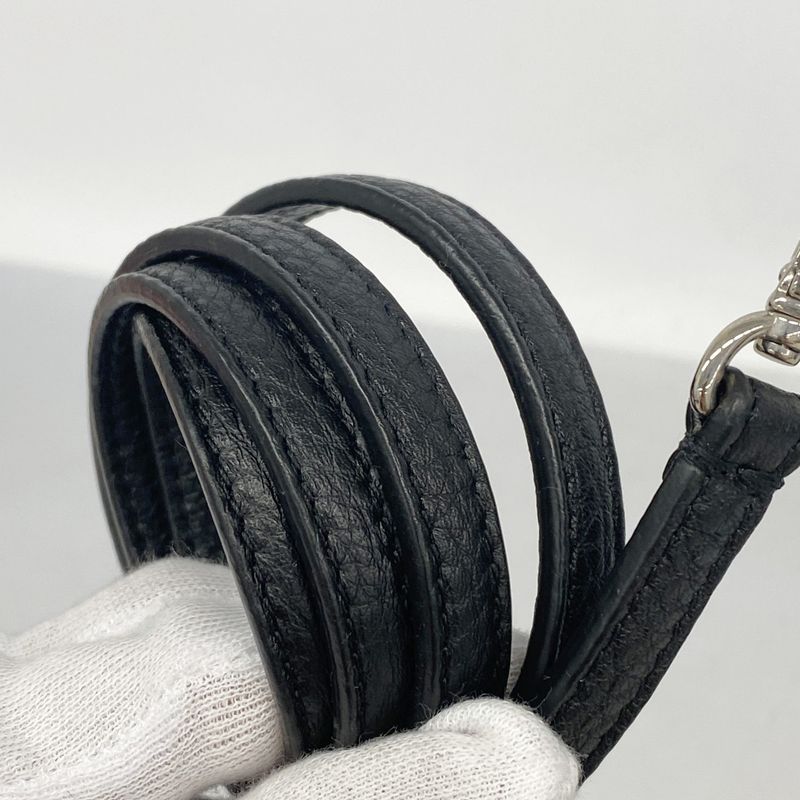 Fendi Pochette Micro Flat Bucket Leather Black Silver Hardware Men Women Unisex