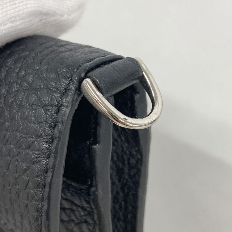 Fendi Pochette Micro Flat Bucket Leather Black Silver Hardware Men Women Unisex