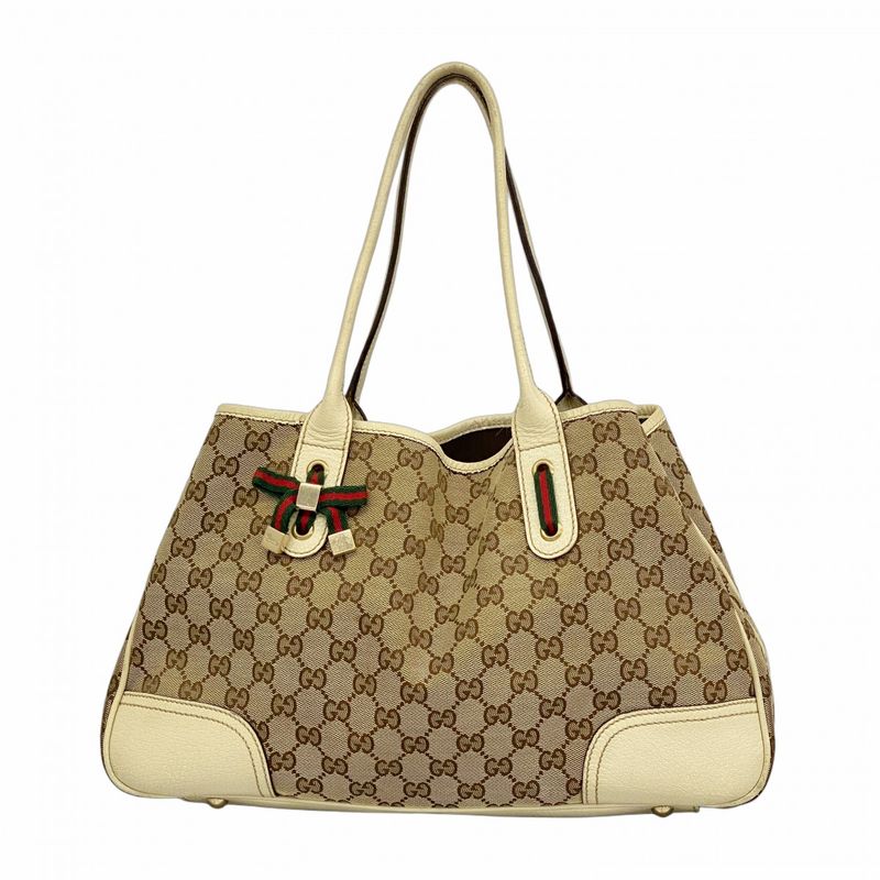 Gucci Tote Bag GG Canvas 163805 Canvas Beige Brown Chien Pan Gold Hardware Women