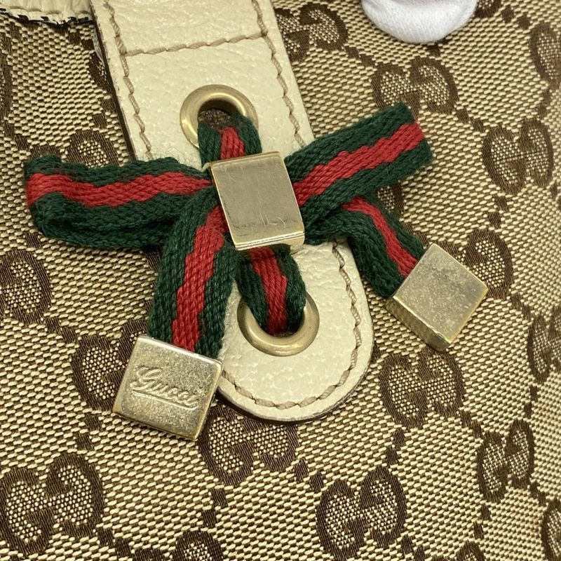 Gucci Tote Bag GG Canvas 163805 Canvas Beige Brown Chien Pan Gold Hardware Women