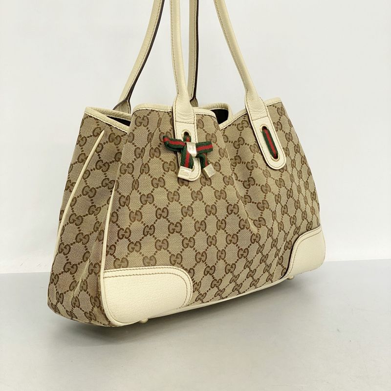 Gucci Tote Bag GG Canvas 163805 Canvas Beige Brown Chien Pan Gold Hardware Women