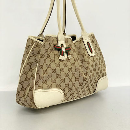 Gucci Tote Bag GG Canvas 163805 Canvas Beige Brown Chien Pan Gold Hardware Women