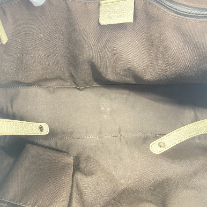 Gucci Tote Bag GG Canvas 163805 Canvas Beige Brown Chien Pan Gold Hardware Women