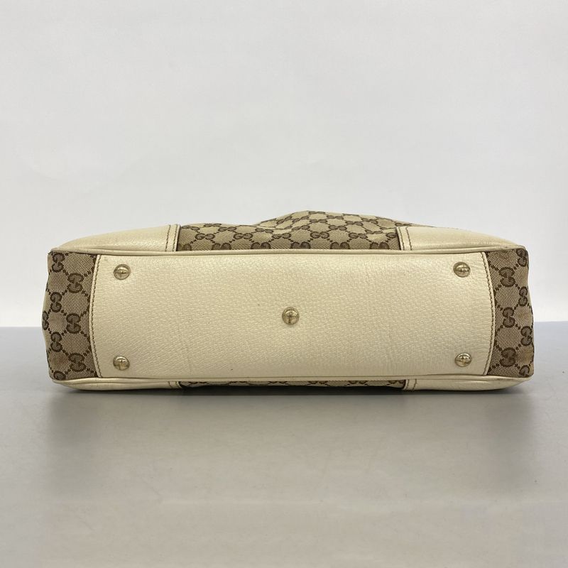 Gucci Tote Bag GG Canvas 163805 Canvas Beige Brown Chien Pan Gold Hardware Women