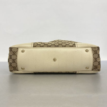 Gucci Tote Bag GG Canvas 163805 Canvas Beige Brown Chien Pan Gold Hardware Women