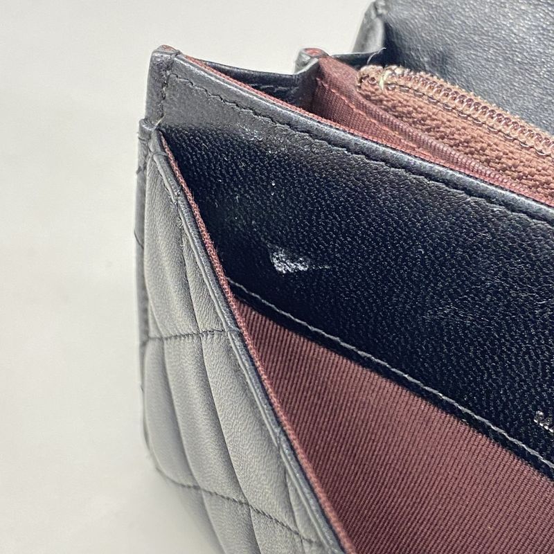 Chanel Wallet Matelasse Lambskin Black Silver Hardware Women