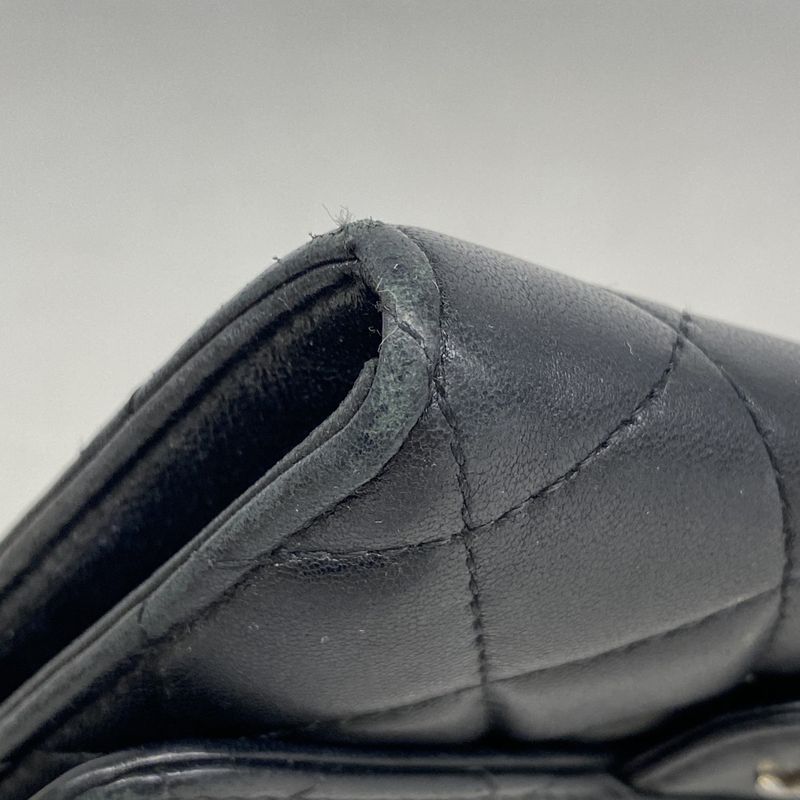 Chanel Wallet Matelasse Lambskin Black Silver Hardware Women