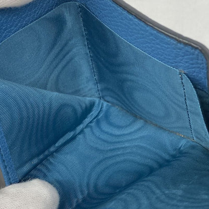 Gucci Trifold Wallet Leather Black Blue Gold Hardware Men's