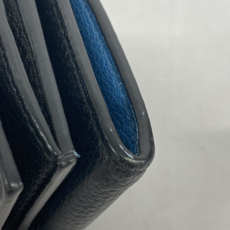 Gucci Trifold Wallet Leather Black Blue Gold Hardware Men's