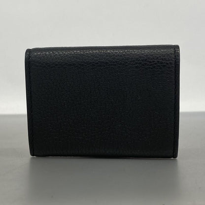 Gucci Trifold Wallet Leather Black Blue Gold Hardware Men's
