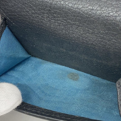 Gucci Trifold Wallet Leather Black Blue Gold Hardware Men's