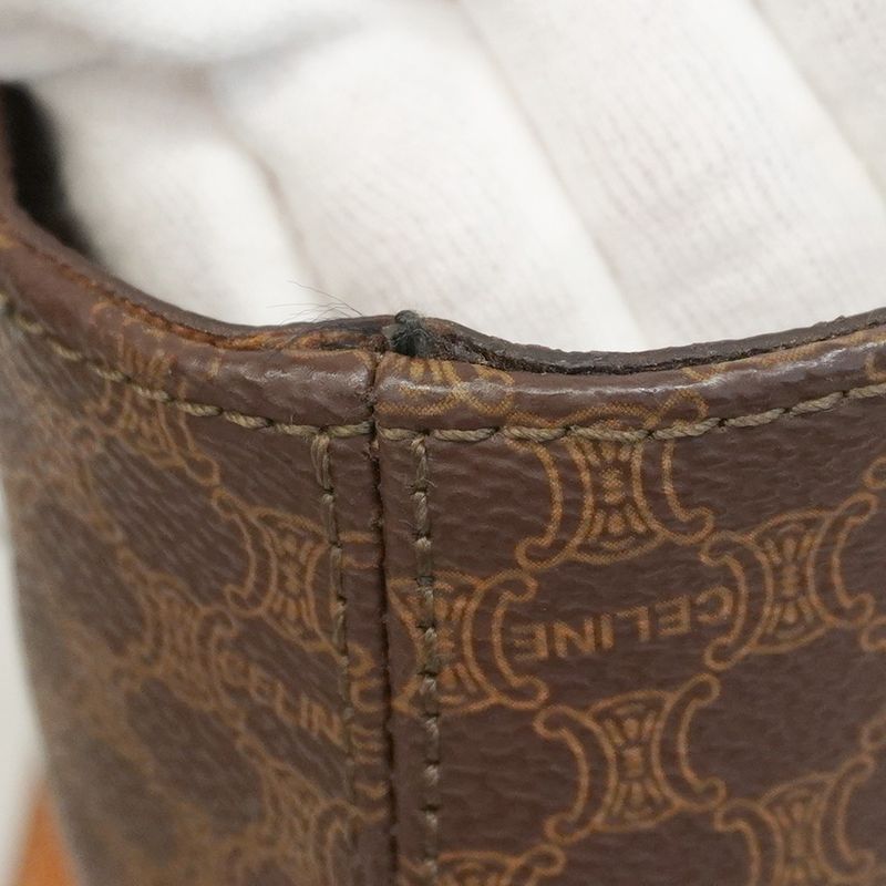 Celine Tote Bag Macadam PVC Brown Gold Hardware Women's