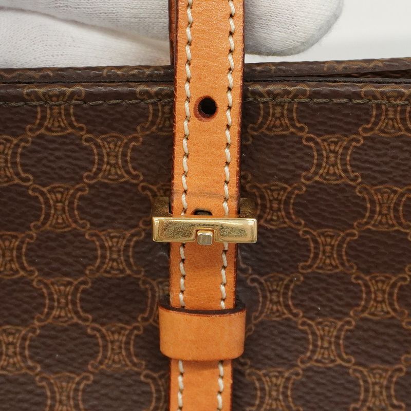 Celine Tote Bag Macadam PVC Brown Gold Hardware Women's