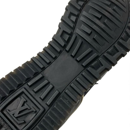 Louis Vuitton Sneakers Shoes Fabric Leather Suede Black Gold Brown Logo In-heel