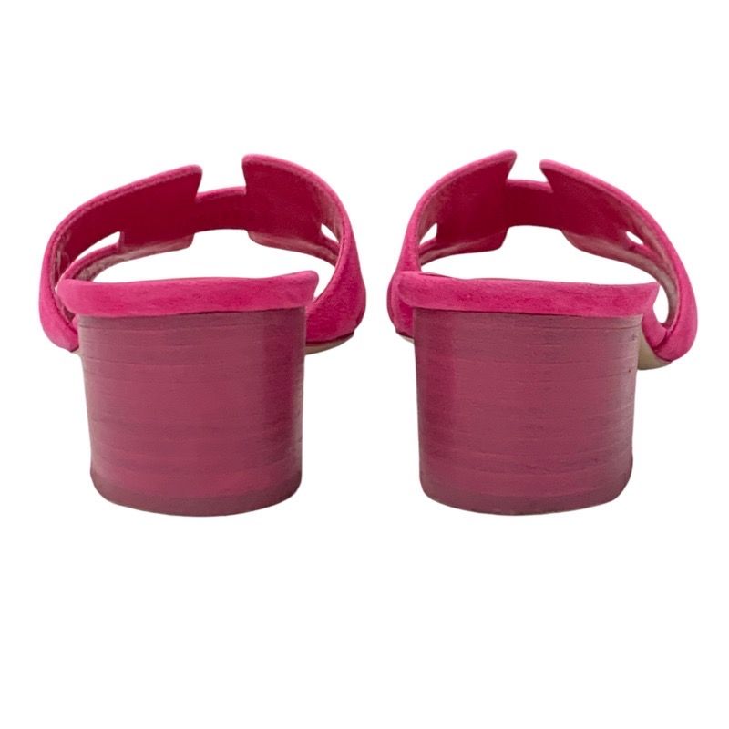 Hermes Oasis Sandals Shoes Suede Pink Mules