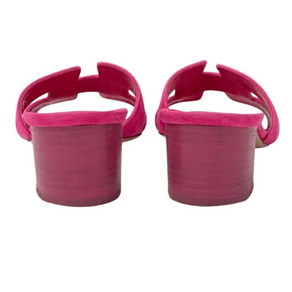 Hermes Oasis Sandals Shoes Suede Pink Mules