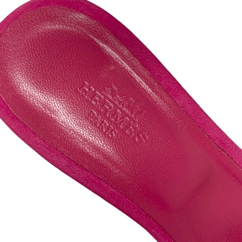 Hermes Oasis Sandals Shoes Suede Pink Mules