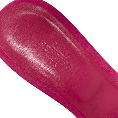 Hermes Oasis Sandals Shoes Suede Pink Mules